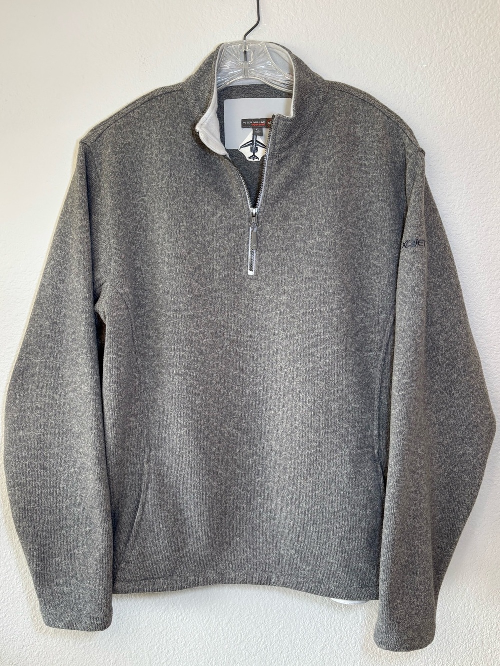 Peter Millar Crown Sport 1/4 Zip Performance Pullover Sweater Jacket XL Logo